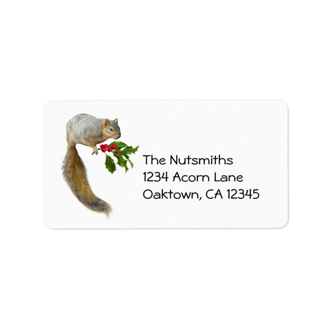 Squirrel with Holly Address Labels (Front)