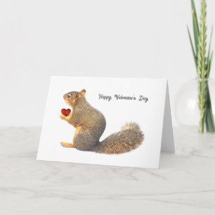 Squirrel with Little Red Heart Valentine Card