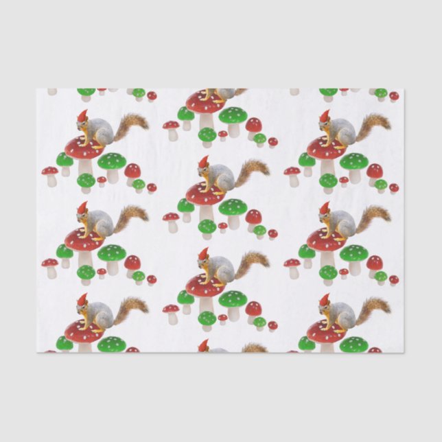 Squirrel with Mushrooms Tissue Paper (Front)