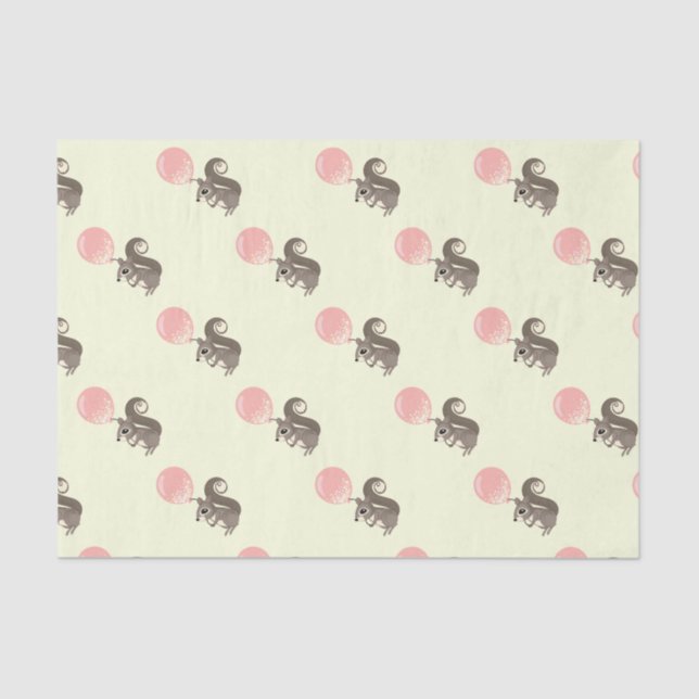 Squirrel with Pink Balloon Tissue Paper (Front)