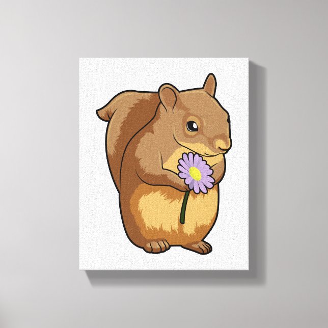 Squirrel with purple Flower Canvas Print (Front)
