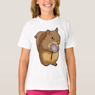 Squirrel with purple Flower T-Shirt