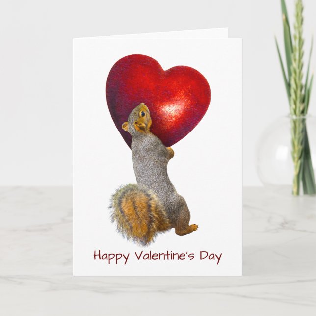 Squirrel with Red Heart Card (Front)