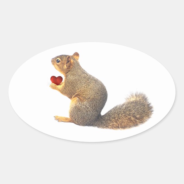 Squirrel with Red Heart Stickers (Front)