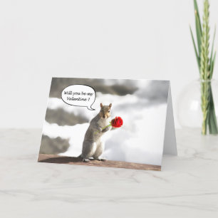 Squirrel with rose Valentine greeting card