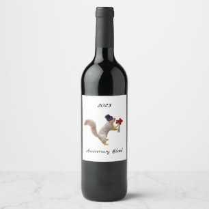 Squirrel with Roses Wine Labels