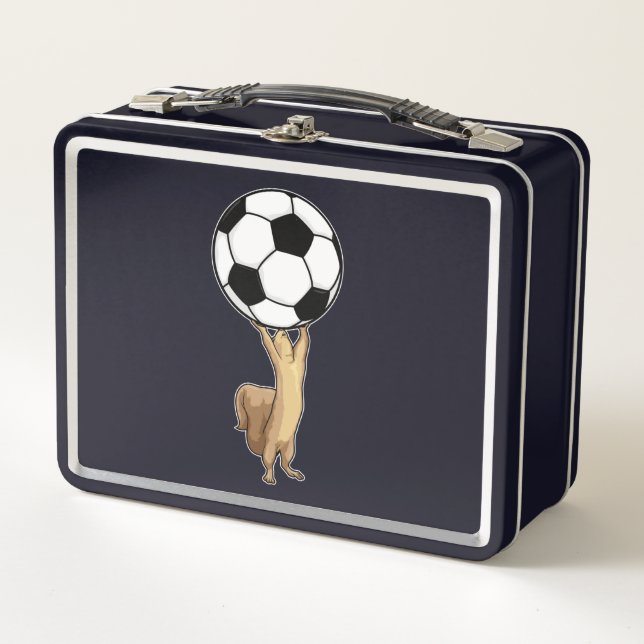Squirrel with Soccer ball Metal Lunch Box (Front)