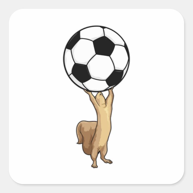 Squirrel with Soccer ball Square Sticker (Front)