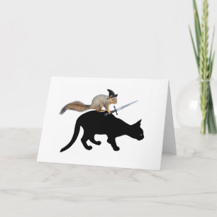 Squirrel with Sword on Black Cat Card
