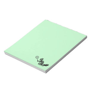Squirrel With Tennis Racket on Green Background Notepad