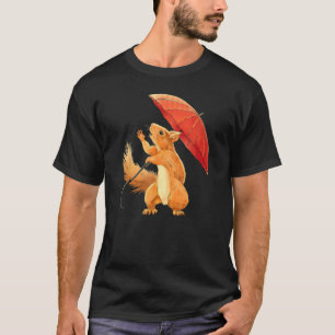 Squirrel with Umbrella in the Rain Men Women Chil T-Shirt