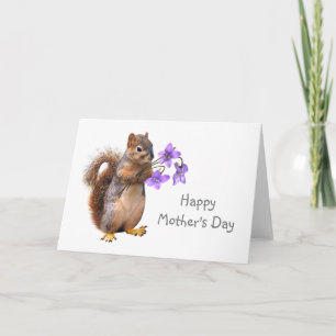 Squirrel with Violets Mother's Day Card