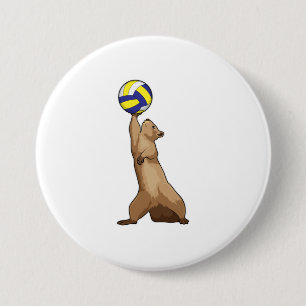 Squirrel with Volleyball 3 Inch Round Button