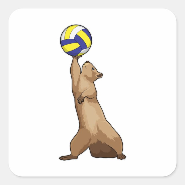 Squirrel with Volleyball Square Sticker (Front)