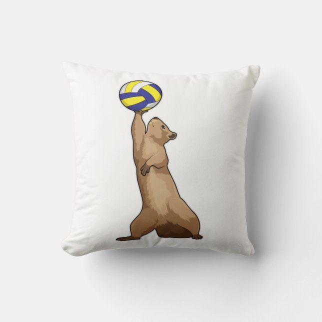 Squirrel with Volleyball Throw Pillow (Front)