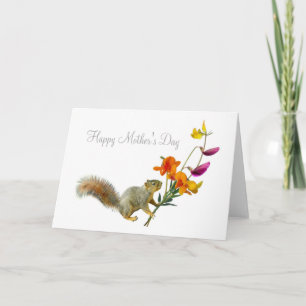 Squirrel with Wildflowers Mother's Day Card