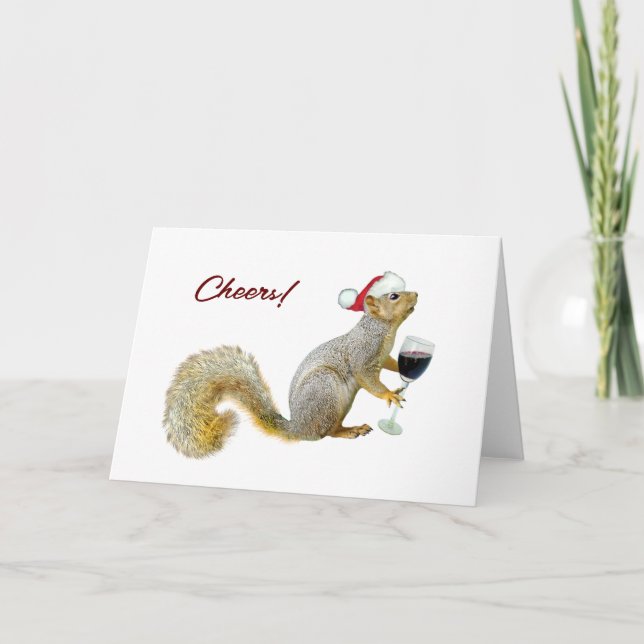 Squirrel with Wine Cheers Card (Front)