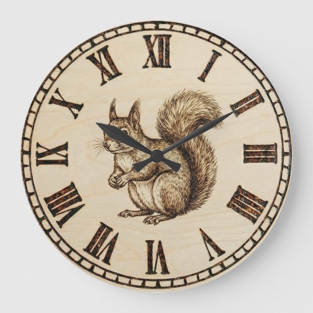 Squirrel Wooden Wall Clock (Front)