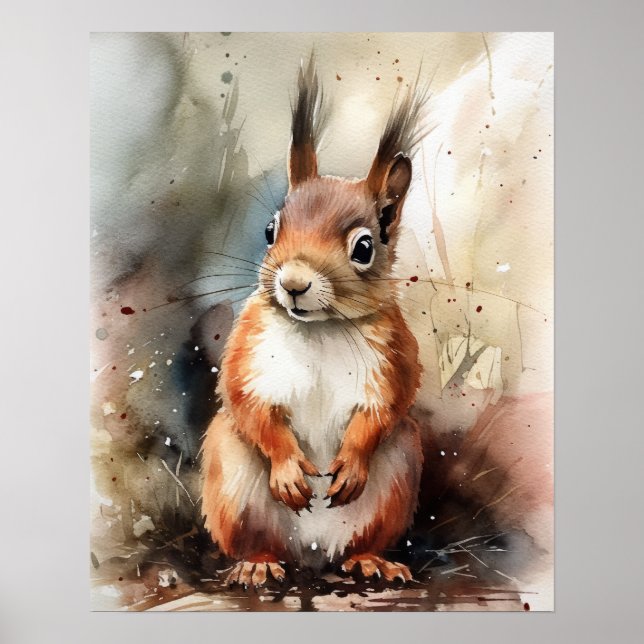 Squirrel Woodland Animal Art Print Poster (Front)
