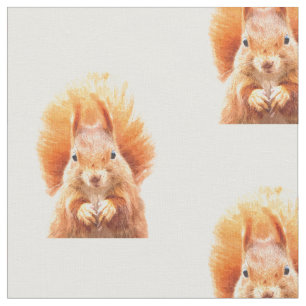 Squirrel Woodland Animal Portrait Fabric