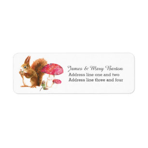 Squirrel Woodland Autumn Custom Return Address