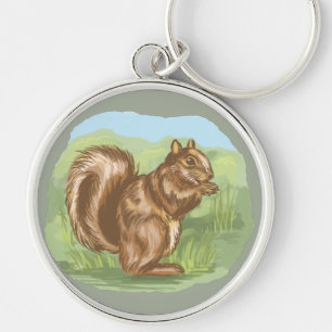 Squirrel Woodland Life Cartoon Design Keychain