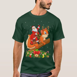 Squirrel Xmas Matching Funny Santa Riding Squirrel T-Shirt
