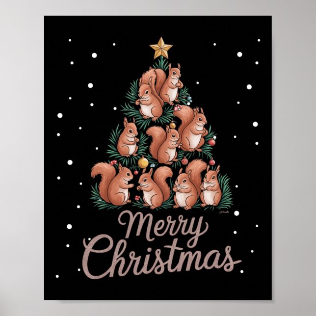 Squirrel Xmas Tree Squirrel Christmas Tree 1  Poster (Front)