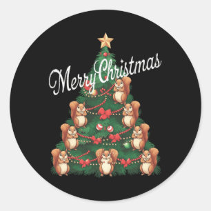 Squirrel Xmas Tree Squirrel Christmas Tree Classic Round Sticker