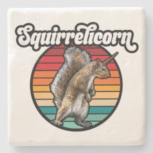 Squirrelicorn - funny, vintage squirrel unicorn stone coaster