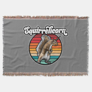 Squirrelicorn - funny, vintage squirrel unicorn throw blanket