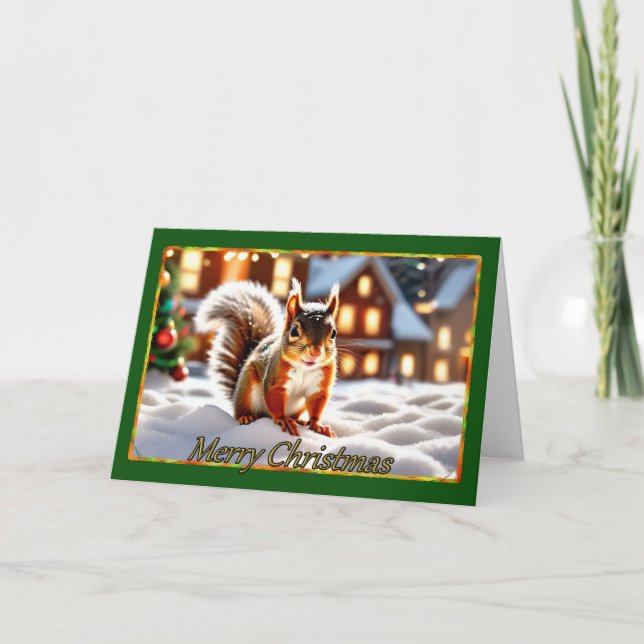 Squirrelly Wishes Christmas Card (Front)