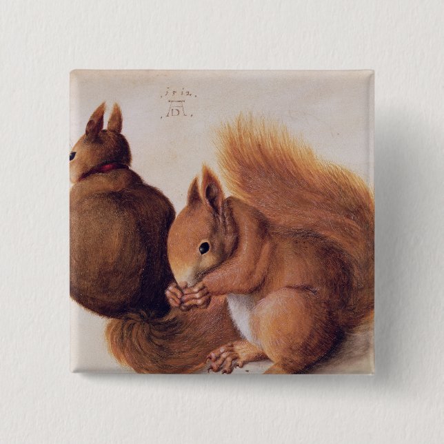 Squirrels, 1512 2 inch square button (Front)