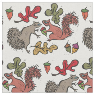 Squirrels Acorns Fabric