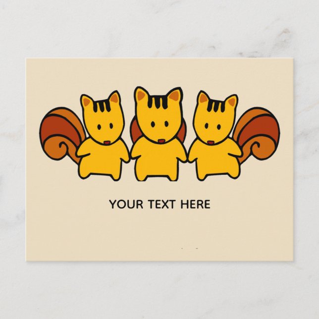 Squirrels Add Your Own Text Message Postcard (Front)
