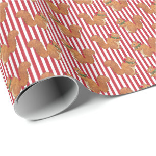 Squirrels and Stripes Holiday  Wrapping Paper