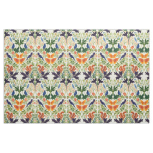 Squirrels Birds & Butterflies Pattern Fabric