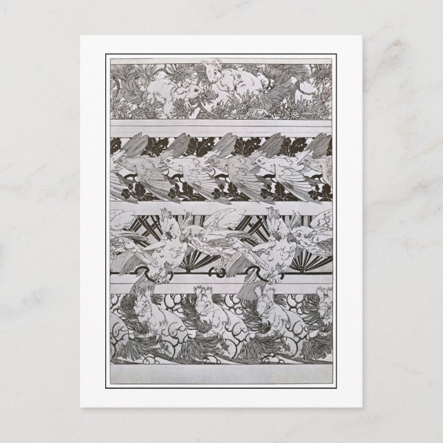 Squirrels & Birds of Art Nouveau Style, Mucha Postcard (Front)