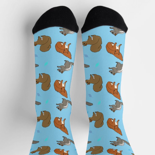Squirrels Blue Socks (Top)
