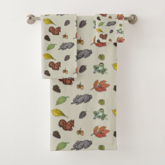 Squirrels, Bunnies and Birds Bath Towel Set (Insitu)