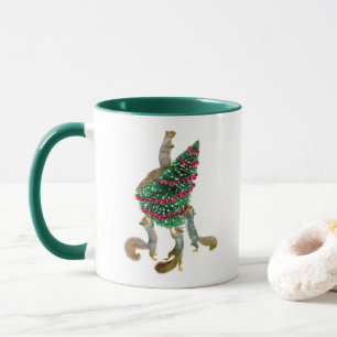 Squirrels Carrying Christmas Tree Mug