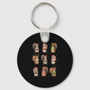 Squirrels Christmas Lights Decor Funny Squirrel Lo Keychain