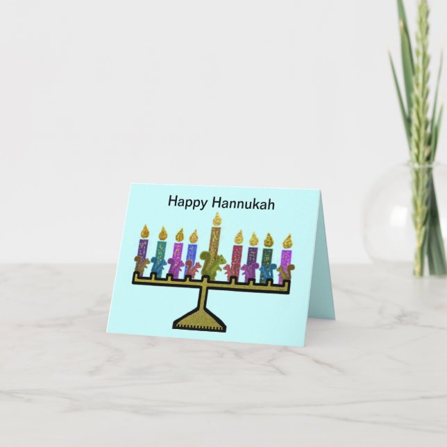 Squirrels Hannukah Menorah Card (Front)