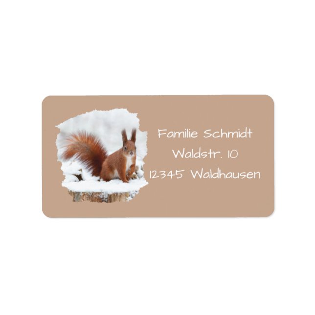 Squirrels in snow - brown | label (Front)