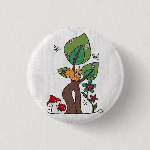 Squirrels in tree 1 inch round button