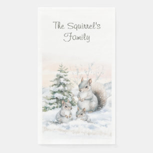 Squirrels in Winter Snow  Napkin
