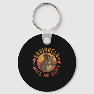 Squirrels Make Me Happy - Vintage Squirrel  Keychain