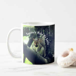Squirrels Make Me Smile Animal Art Personalized Coffee Mug