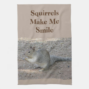 Squirrels Make Me Smile Little Forest Animal Kitchen Towel