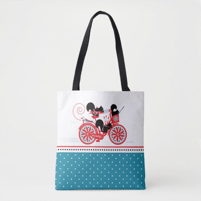 Squirrels on a Bicycle Tote Bag (Front)